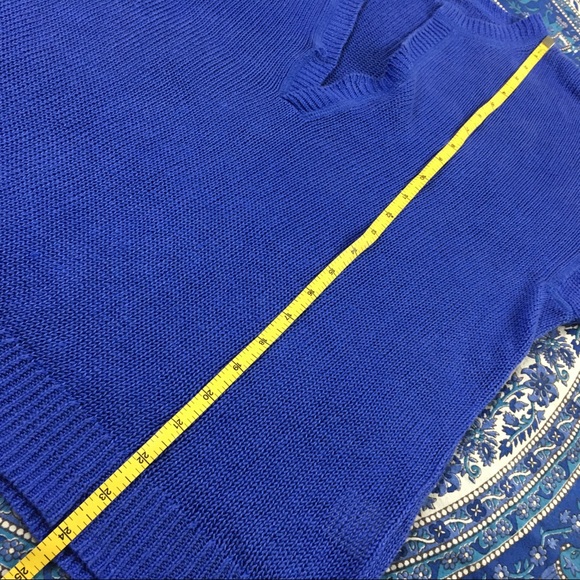 J. Crew sweater linen slouchy royal blue V neck - Picture 4 of 8